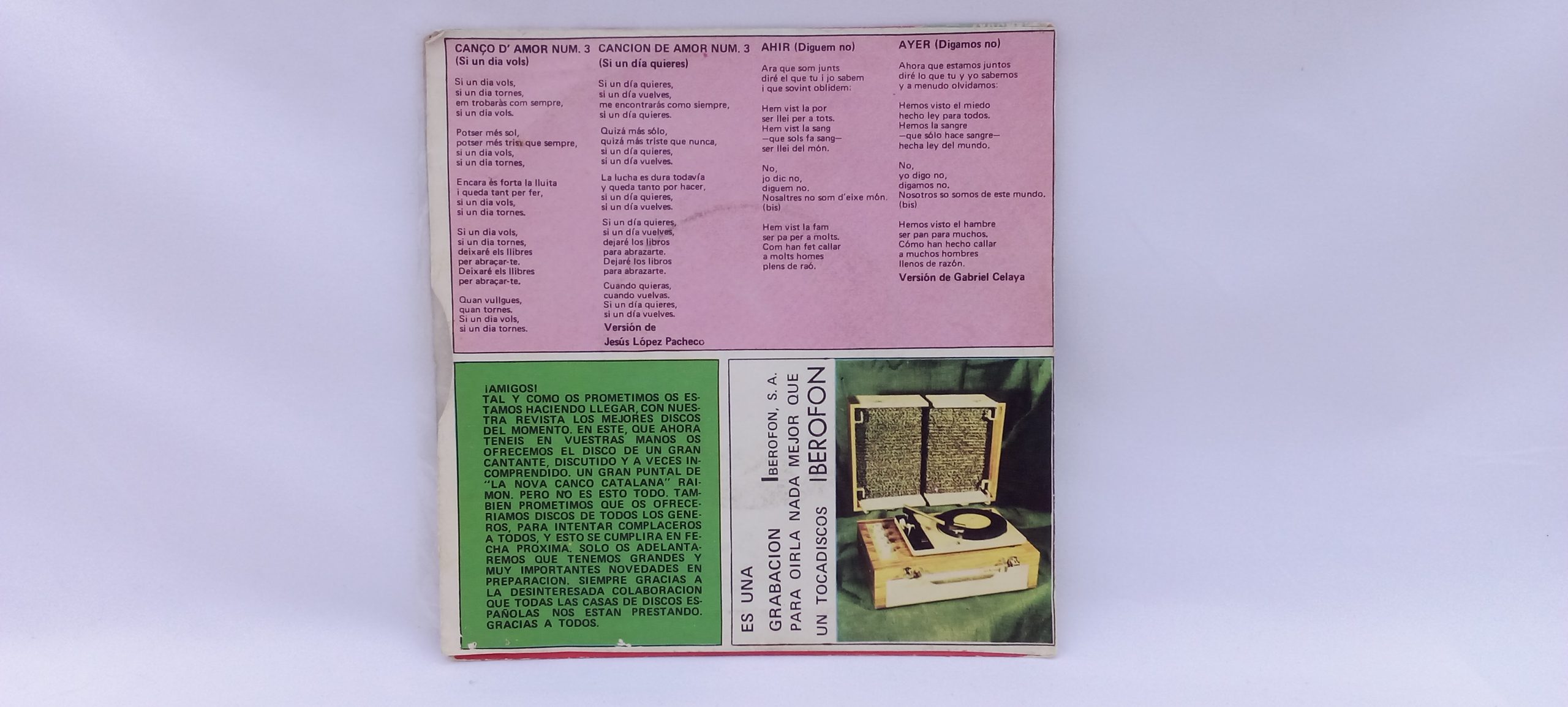 Compra venta eqipos de Sonido Barcelona, Raimon: Fonorama Presenta A Raimon, Raimon, vinilos de la Nova Cançò, Nova Cançò, Dónde vender discos de vinilo en Barcelona, Dónde vender discos de vinilo usados, Dónde vender vinilos segunda mano, Compra venta de vinilos Barcelona, compro vinilos en Barcelona, vende tus vinilos España, compro equipos Hi- Fi