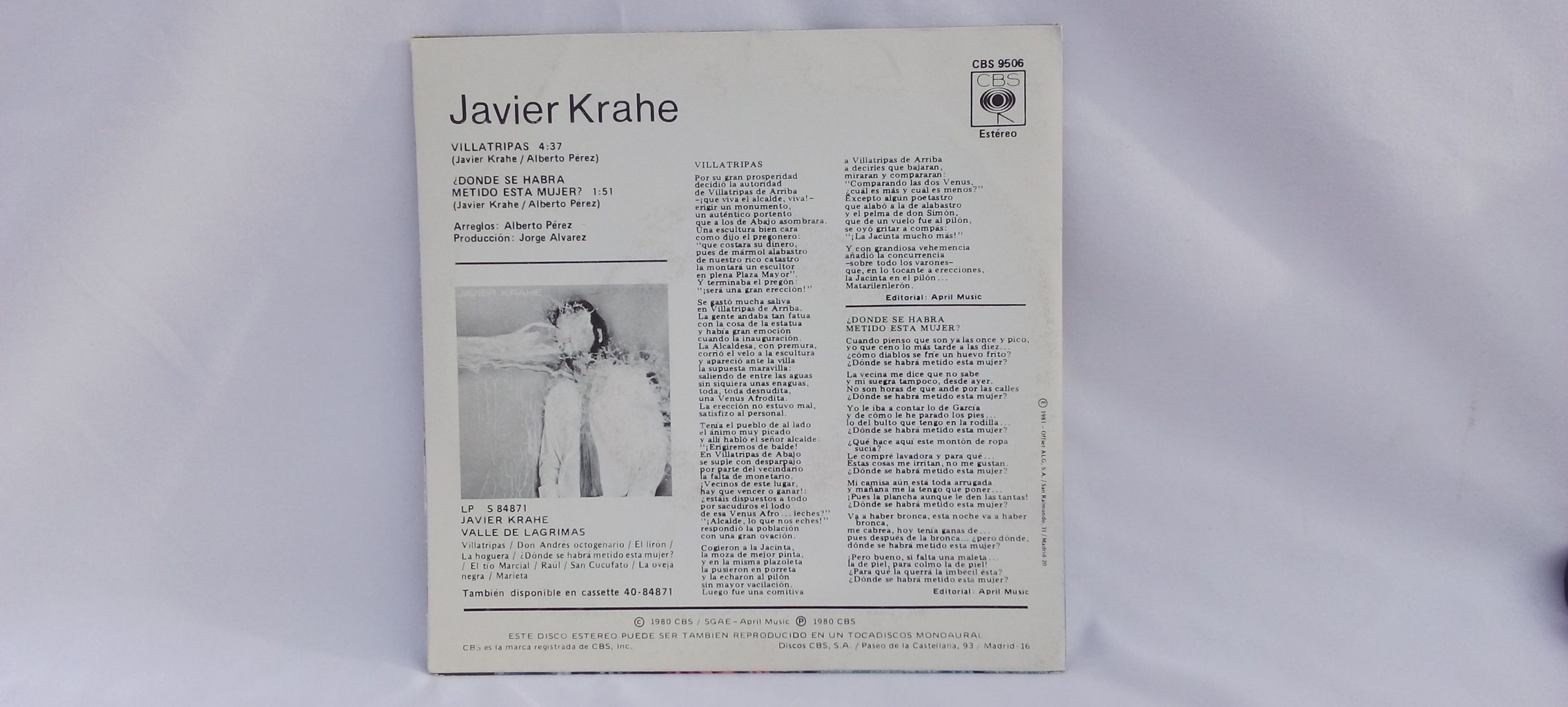 Javier Krahe: Villatripas, Javier Krahe, vinilos de Javier Krahe, Canción Folk, Música popular en español, compra venta vinilos de Folk, vender vinilos Música popular en español, compra venta de vinilos en Barcelona, compra venta vinilos en Barcelona Provincia, compra venta vinilos segunda mano, Compro discos de vinilo segunda mano, Compro discos de vinilo