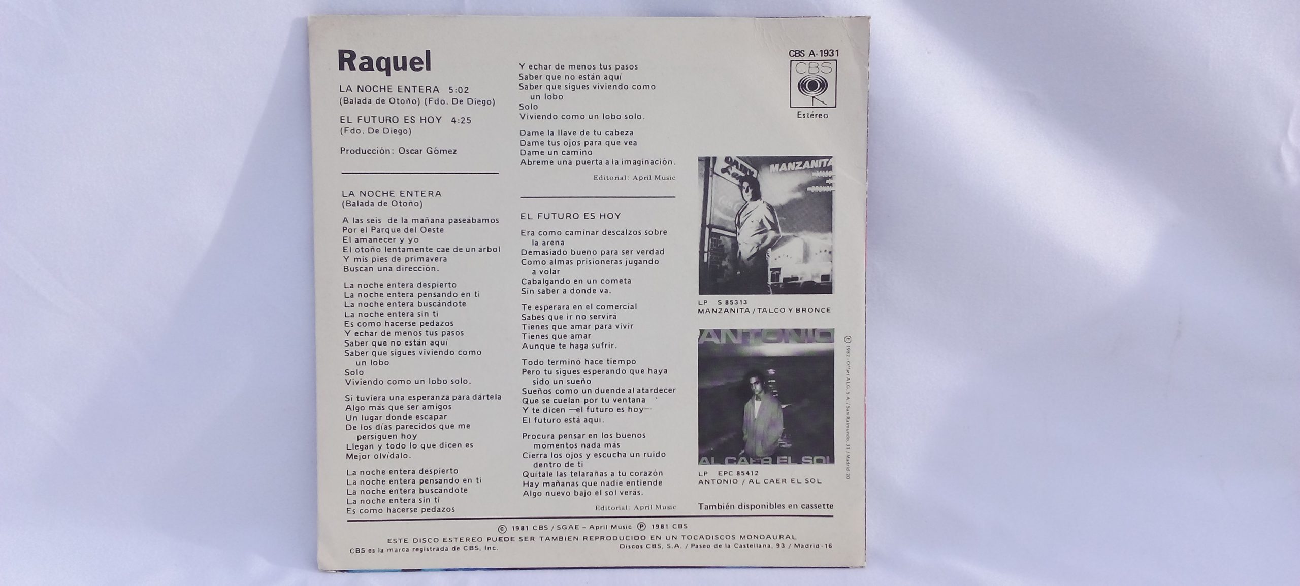 Compra Venta vinilos en España, Raquel: La Noche Entera, Grupo Raquel, Canción Española, Música popular en español, vender vinilos de música en español, Vinilos Usados Pop español, compro vinilo segunda mano, compra venta de vinilos en Barcelona, compra venta vinilos en Barcelona Provincia, compra venta vinilos segunda mano